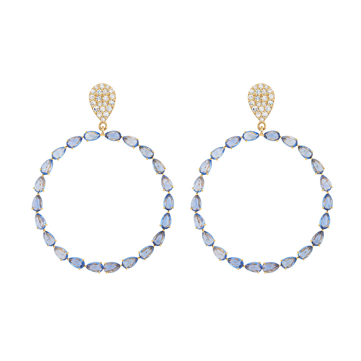 Sapphire Earring. Gold earring. Fine jewelry. Anatol. Golden Hall. Σκουλαρίκι χρυσό. Σκουλαρίκι με ζαφείρια. Σκουλαρίκι τρυπητό. Σκουλαρίκι με ζαφείρι. Σκουλαρίκι με διαμάντια. Athens. Σκουλαρίκι με μπριγιάν.