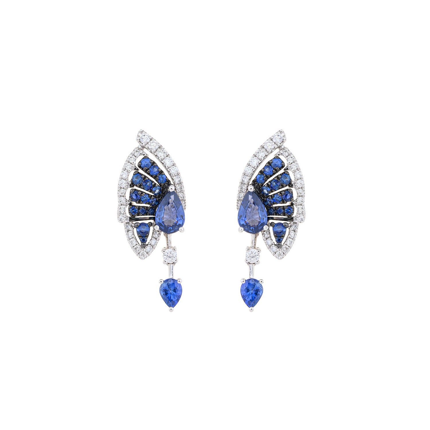 Sapphire Earring. Gold earring. Fine jewelry. Anatol. Golden Hall. Σκουλαρίκι χρυσό. Σκουλαρίκι με ζαφείρια.