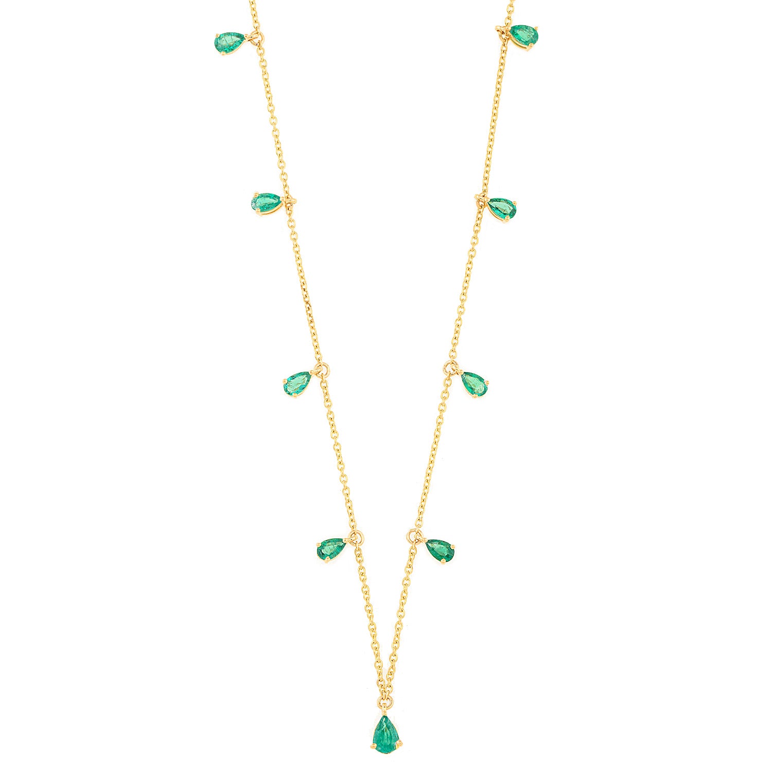 Pear Shaped Emerald Drops Necklace