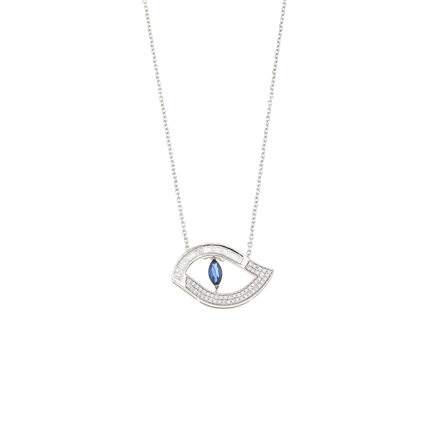 Evil Eye Necklace. Diamond Necklace. Blue Sapphires. Tear drop necklace. Fine Jewelry. Gift. Κολιέ μάτι. Κολιέ για δώρο μάτι. Χρυσό κολιέ. Κολιέ με διαμάντια. Κολιέ με ζαφείρια. Μάτι φυλαχτό.