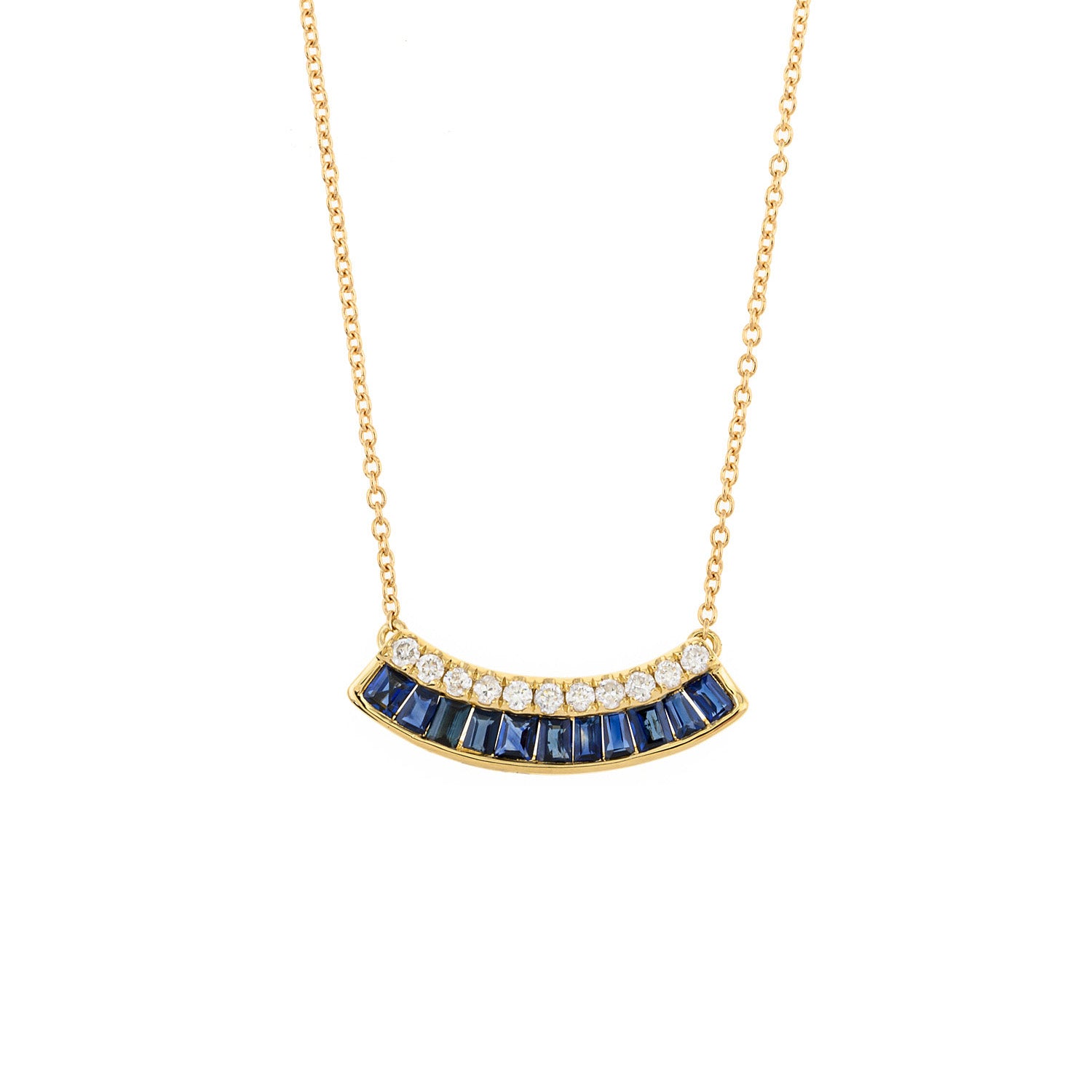 Gold and diamond bar necklace. Bar necklace. Diamond Necklace. Diamond Bar. Necklace. Fine Jewellery. Golden Hall. Greece. Athens. Χρυσή μπαρέτα. Διαμαντένια μπαρέτα. Χρυσό κολιέ. Κολιέ με διαμάντια. Sapphire necklace. Diamond and sapphire bar necklace.