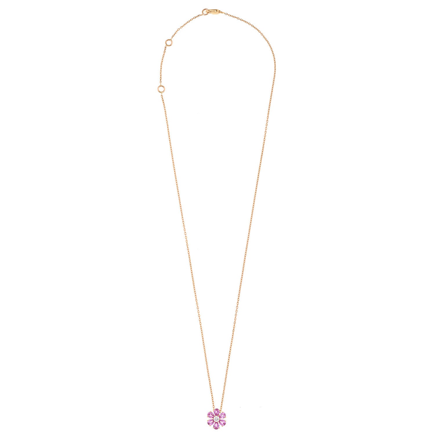 Flower necklace. Pink sapphire necklace. Evan Anatol. Anatol jewellery. Golden Hall. Athens. Greek jewellery. Diamond Necklace. Fine Jewellery.