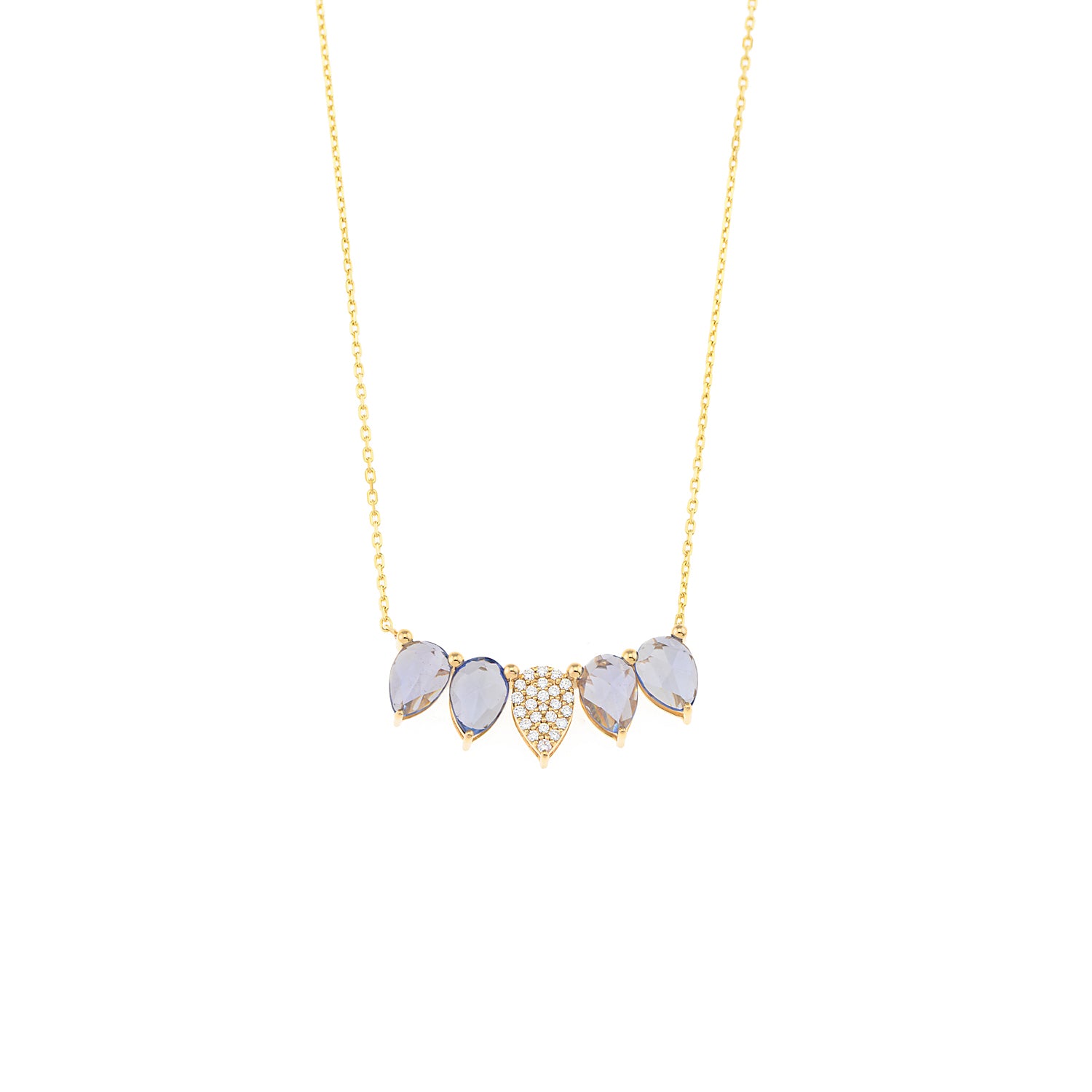 Sapphire Necklace. Sapphire and diamond necklace. Sapphire necklace for gift. Chain necklace. Anatol jewelry. Fine jewelry. Golden Hall. Kifissia. Athens. Χρυσό κολιέ. Κολιέ με διαμάντια. Χρυσά κοσμήματα. Κηφισιά. Κολιέ με μπριγιάν. Κολιέ με ζαφείρια. Κολιέ με μπριγιάν και ζαφείρια.