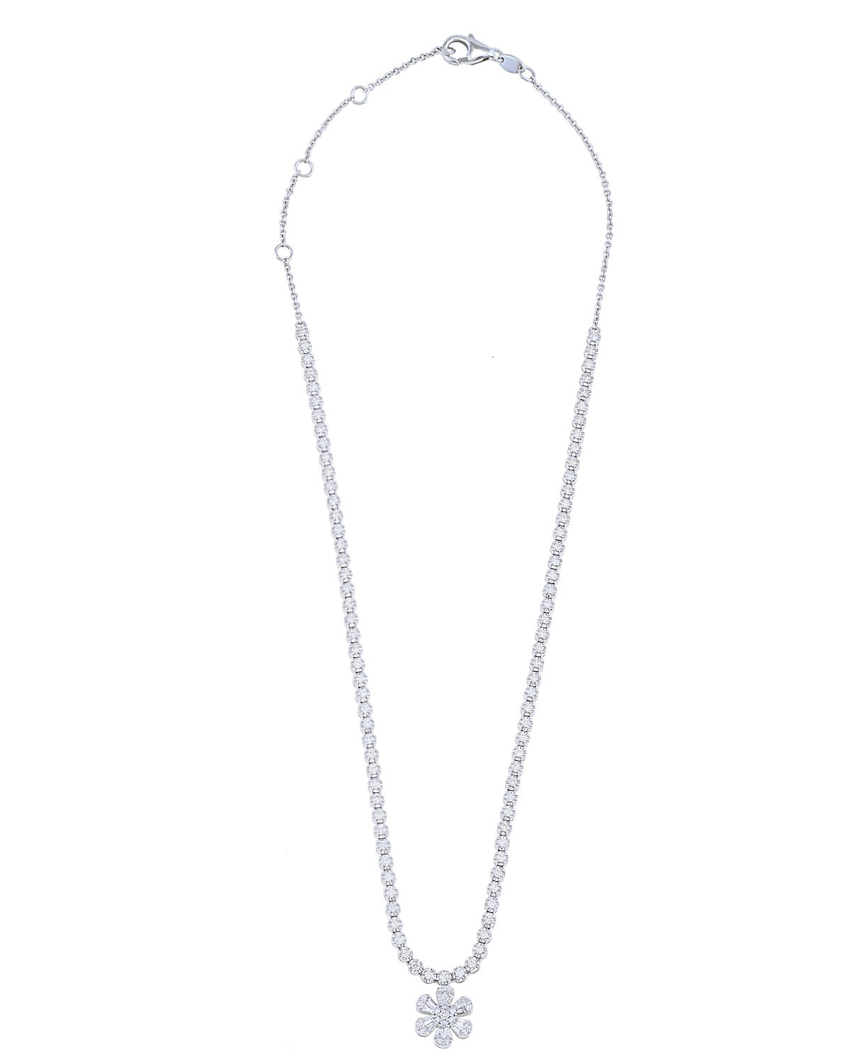 Flower Tennis Diamond Necklace
