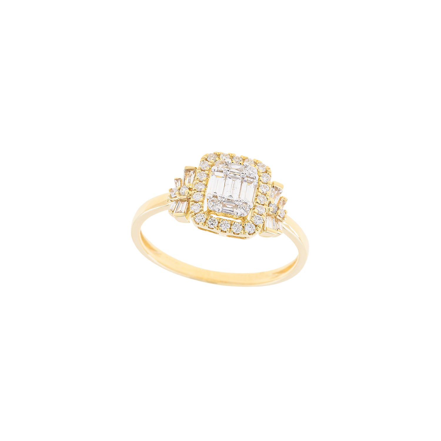 Cuhsion Multi-Diamond Ring