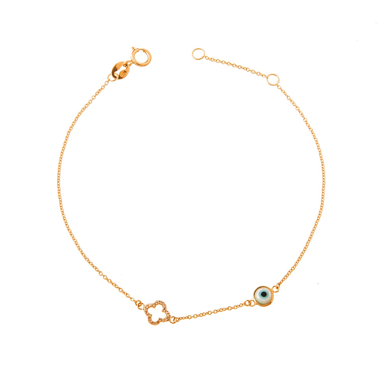 Diamond Cross Evil Eye Bracelet