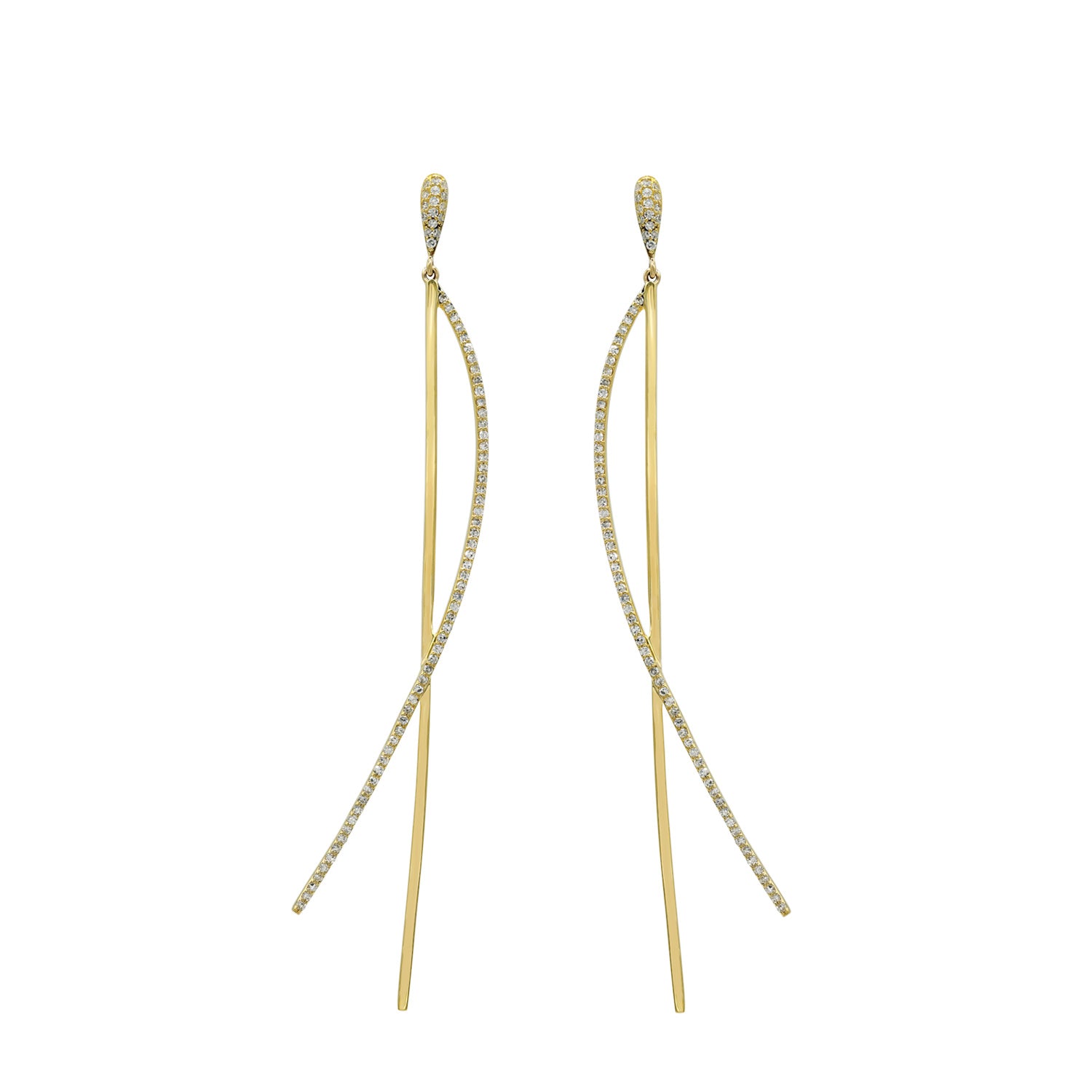 Diamond Curved Earring. Σκουλαρίκι με μπριγιάν. Μακρύ σκουλαρίκι.