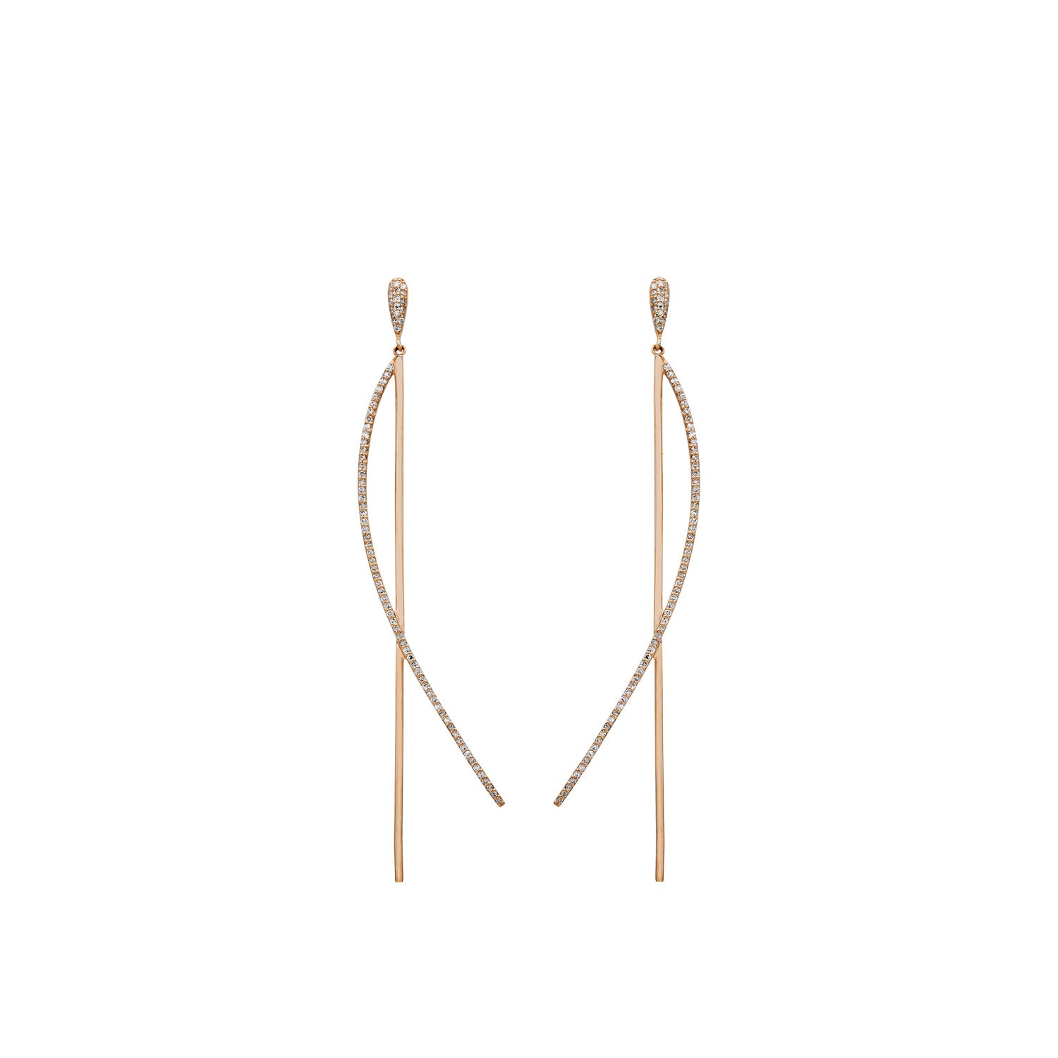 Diamond Curved Earring. Σκουλαρίκι με μπριγιάν. Μακρύ σκουλαρίκι.