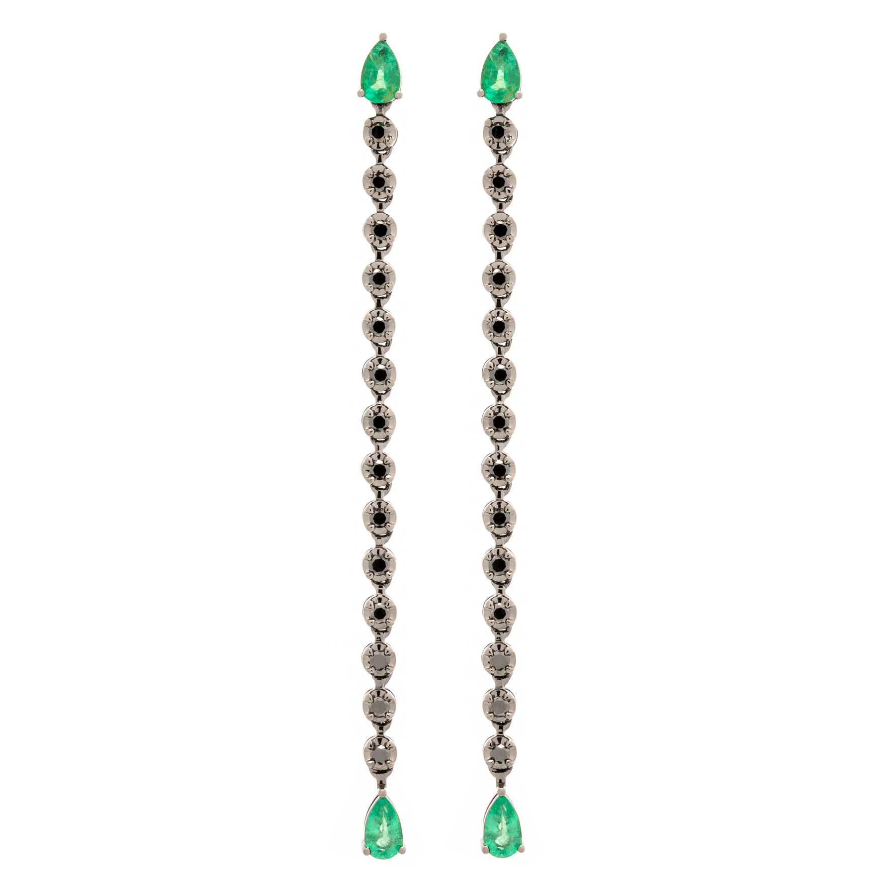 Diamond drop earring. Black diamond drop earring. Black diamond earring. Emerald earring.
