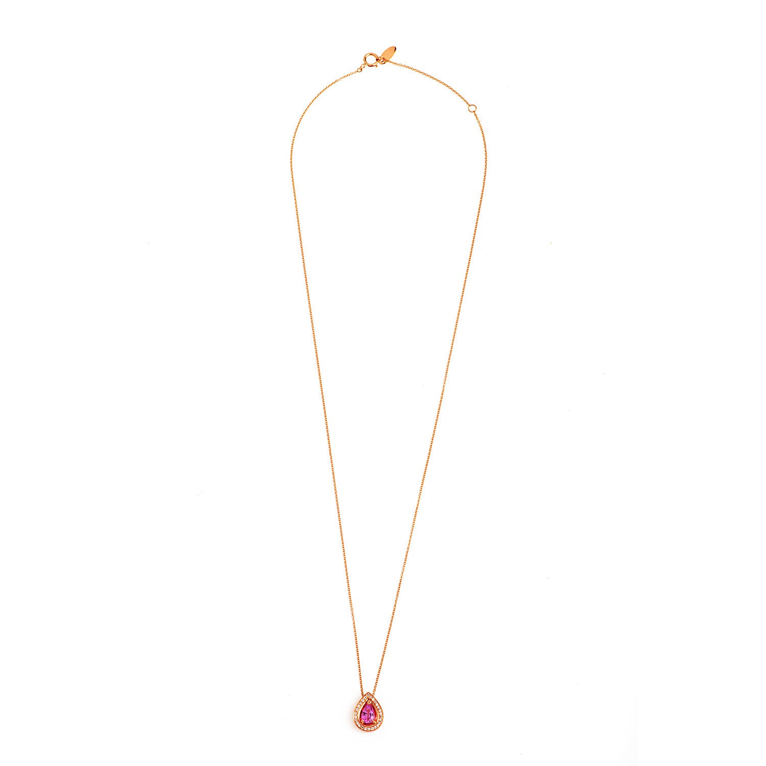 Pink sapphire and diamond necklace. Κολιέ με μπριγιάν και ζαφείρι.