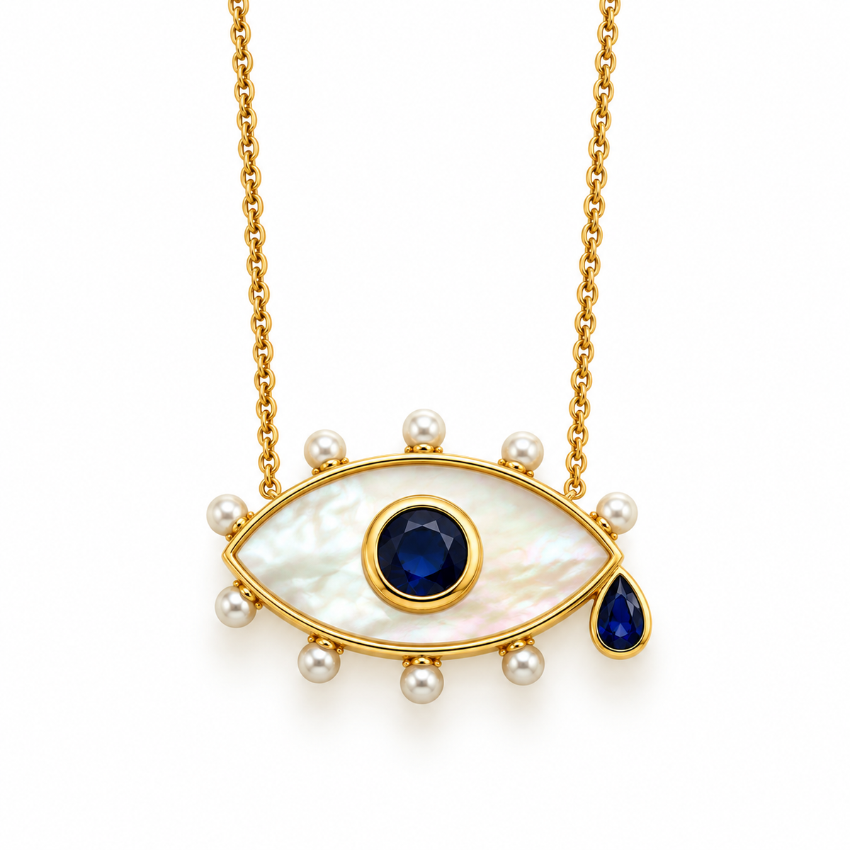 Aegean Pearl Eye Necklace