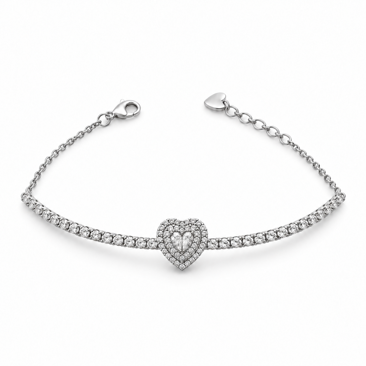 Diamond Heart Tennis Bracelet