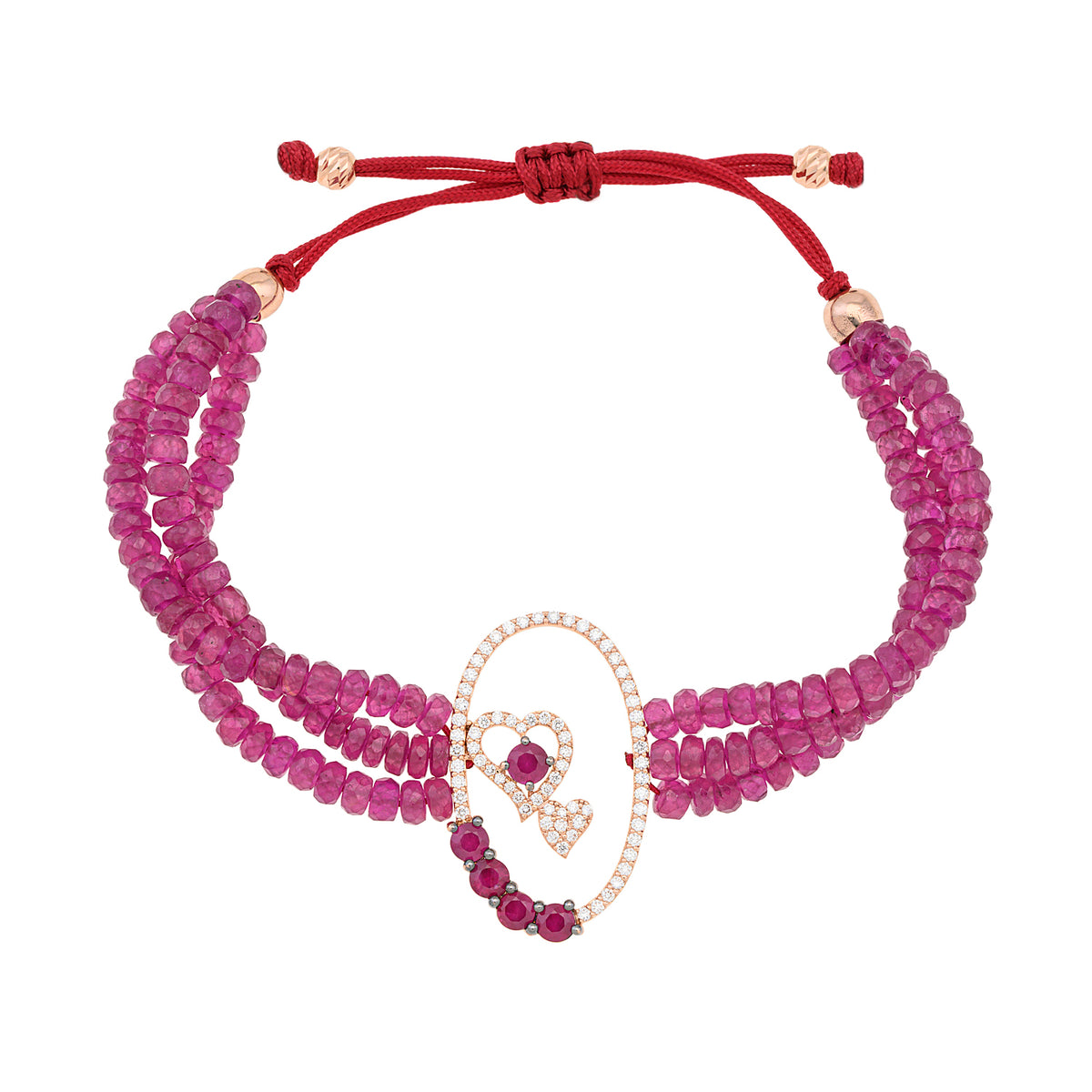 Funky Hearts Ruby Bracelet