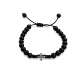 Cross on Onyx Cord Bracelet