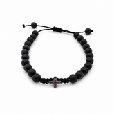 Cross on Onyx Cord Bracelet