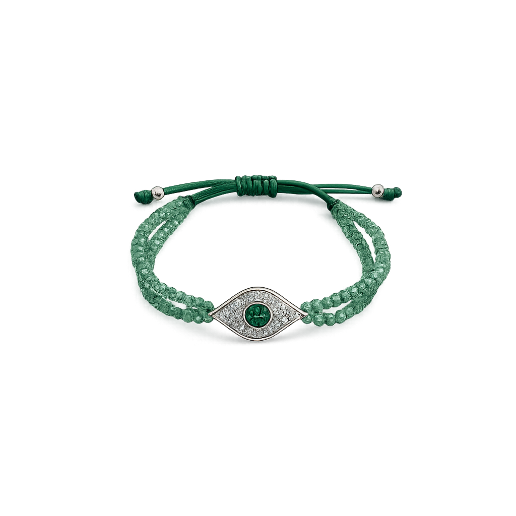 Emerald Bead Eye Bracelet
