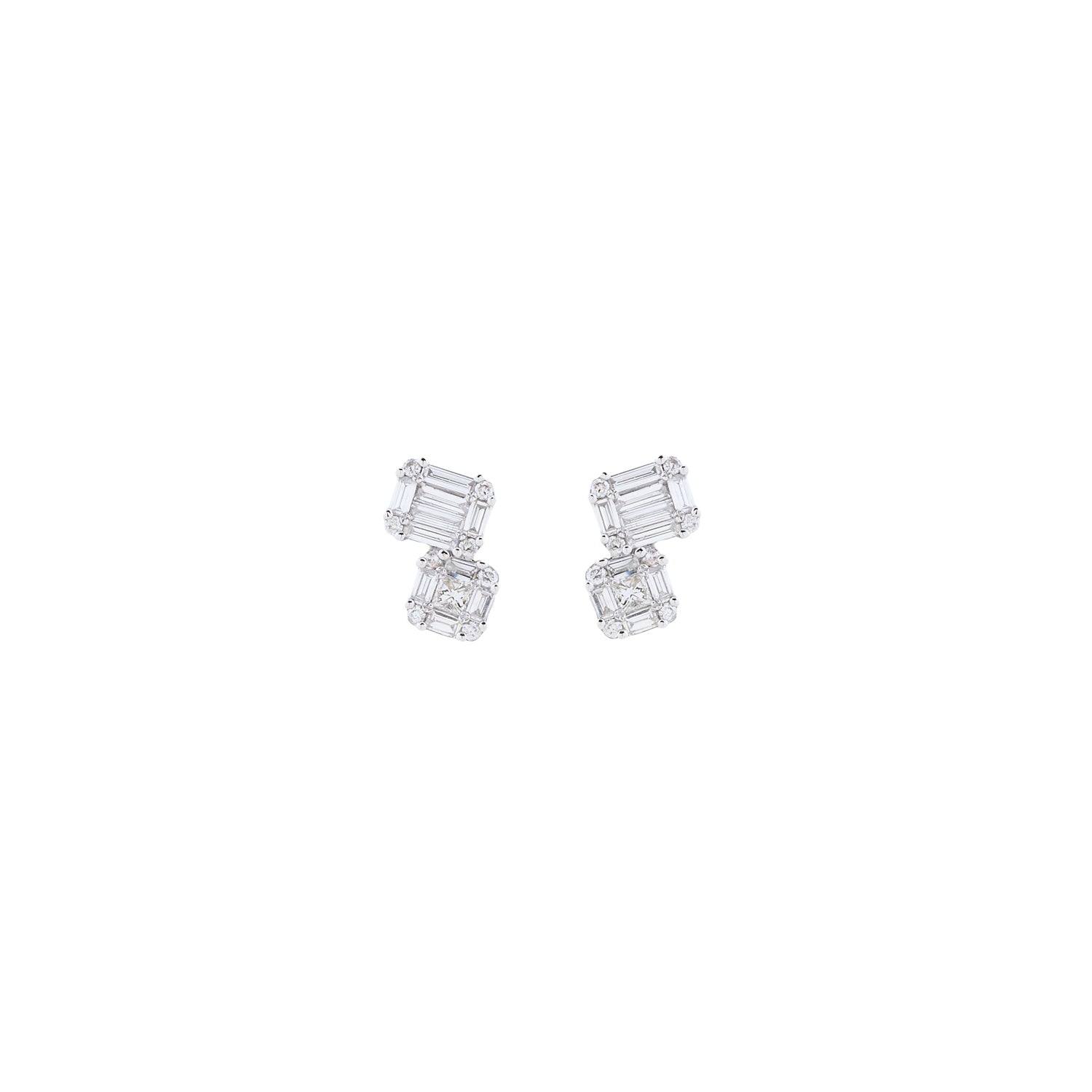 Double Diamond Stud Earrings