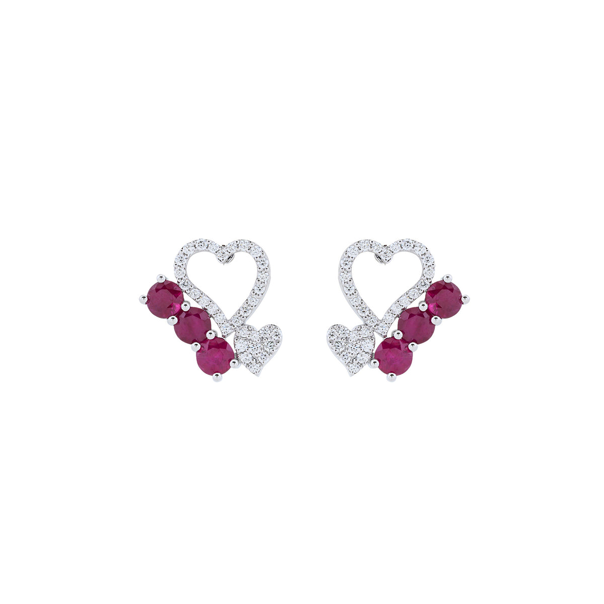 Red Heart Beat Stud Earrings