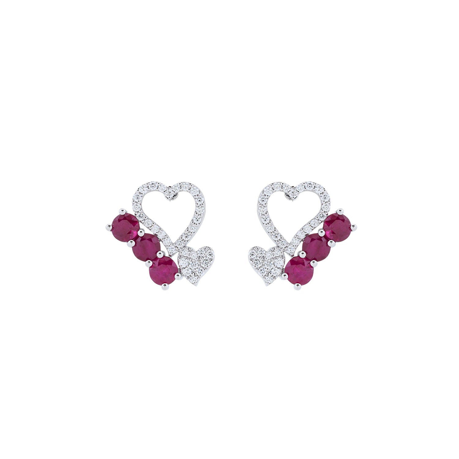 Red Heart Beat Stud Earrings