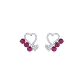 Red Heart Beat Stud Earrings