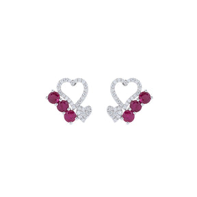 Red Heart Beat Stud Earrings