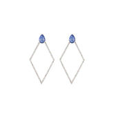 Sapphire Earring. Gold earring. Fine jewelry. Anatol. Golden Hall. Σκουλαρίκι χρυσό. Σκουλαρίκι  με ζαφείρια. Σκουλαρίκι τρυπητό. Σκουλαρίκι με ζαφείρι. Σκουλαρίκι με διαμάντια. Athens. Σκουλαρίκι με μπριγιάν. 