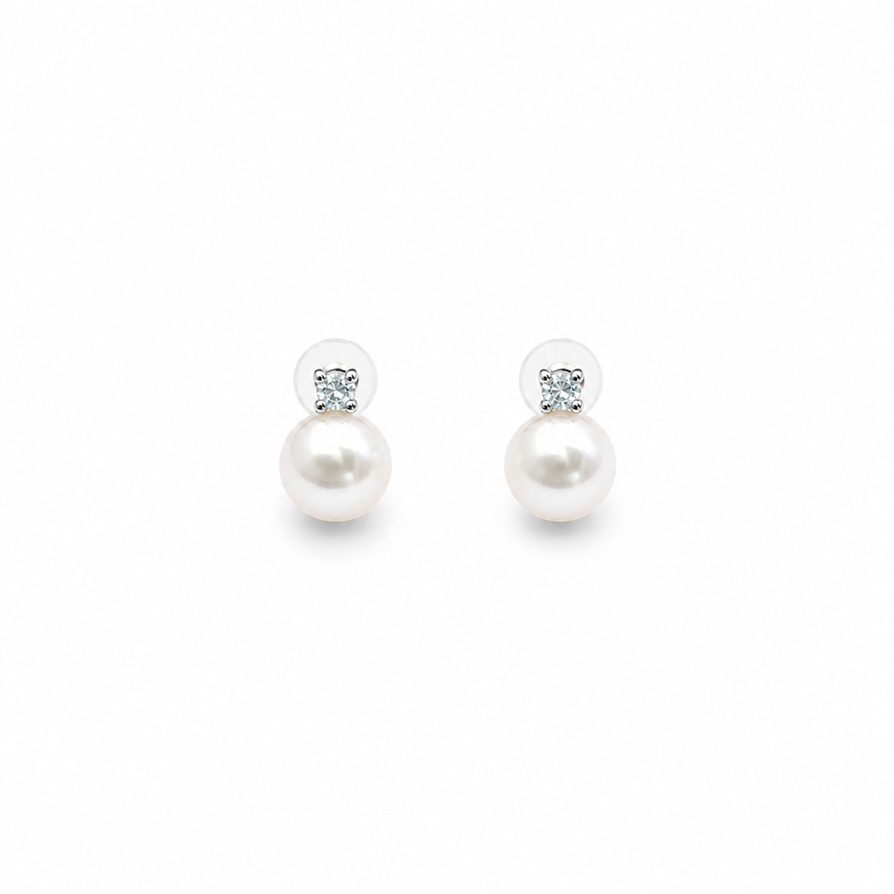 Diamond Top Pearl Earring