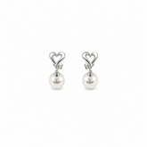 Mini Heart and Pearl Drop Earrings