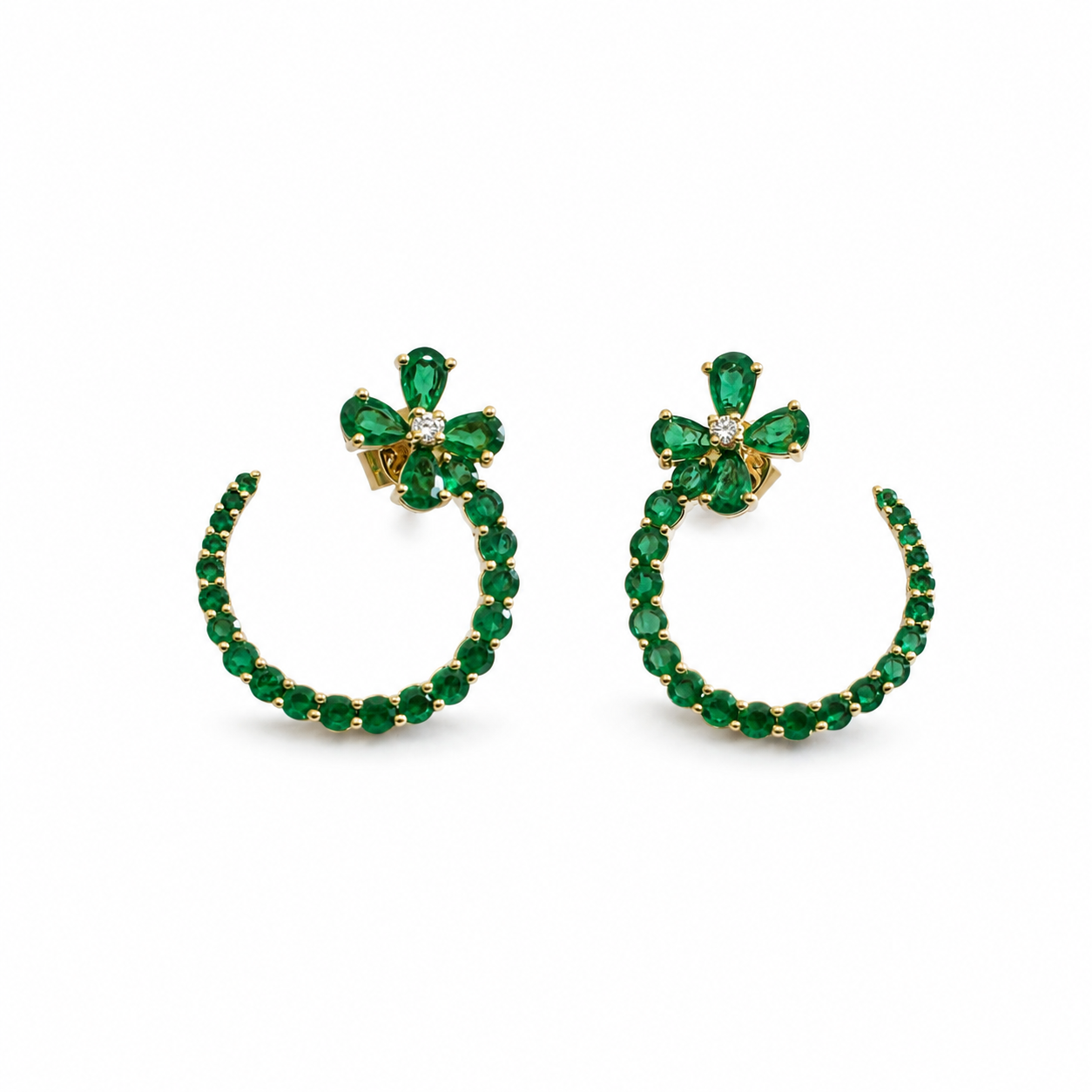 Emerald Flower Earrings