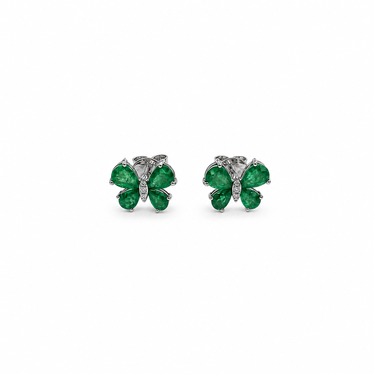 Emerald Butterfly Stud Earrings