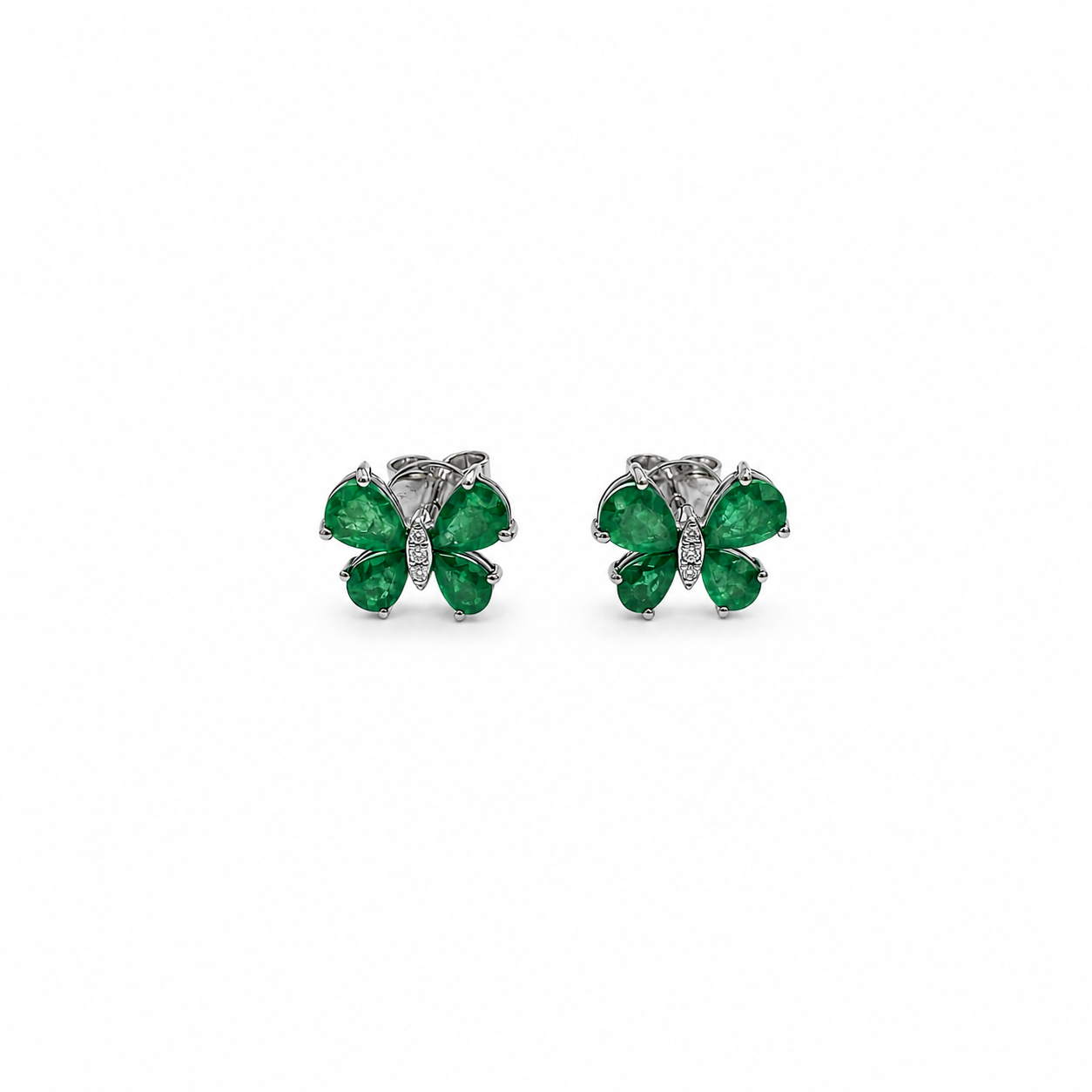Emerald Butterfly Stud Earrings