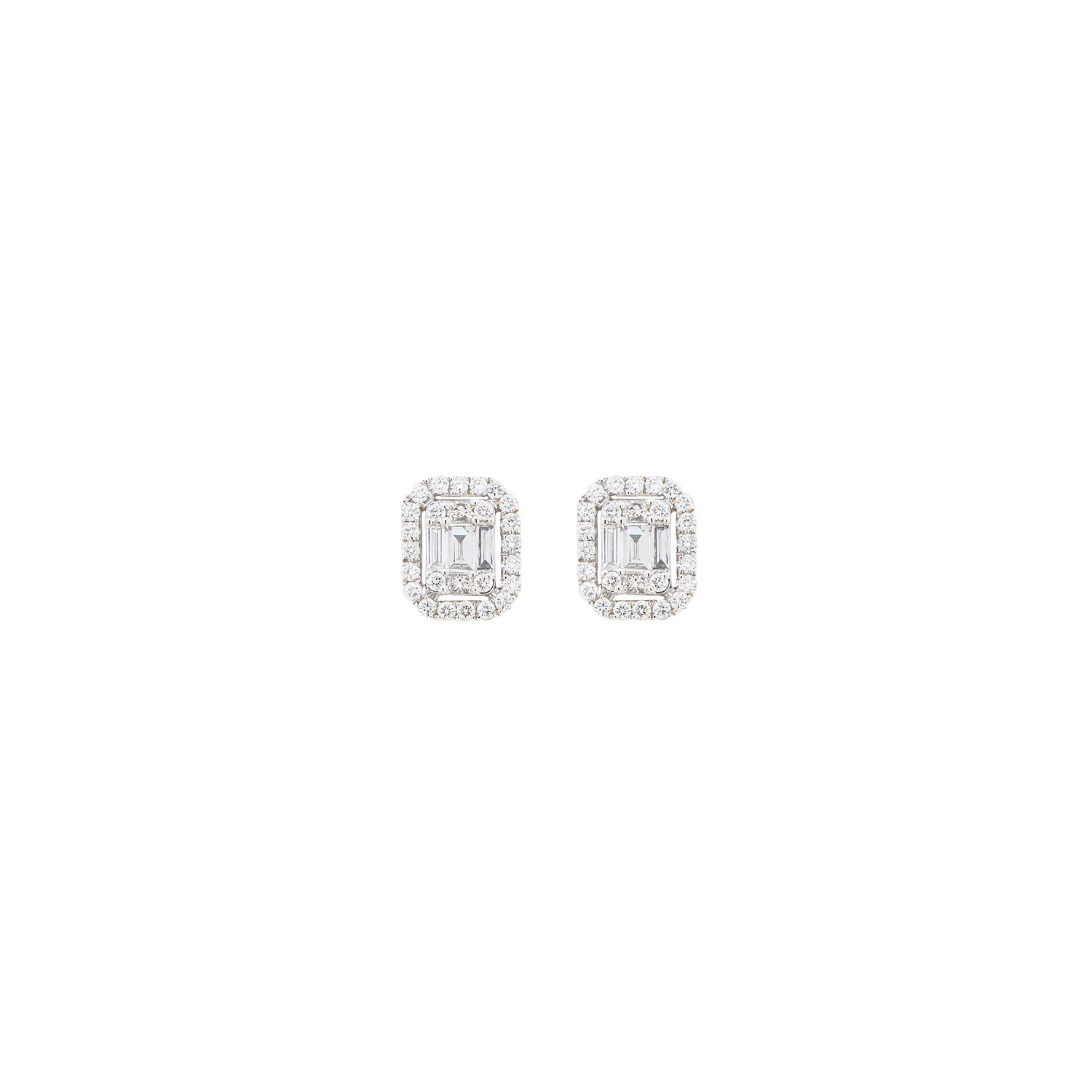 Square Diamond Stud Earrings