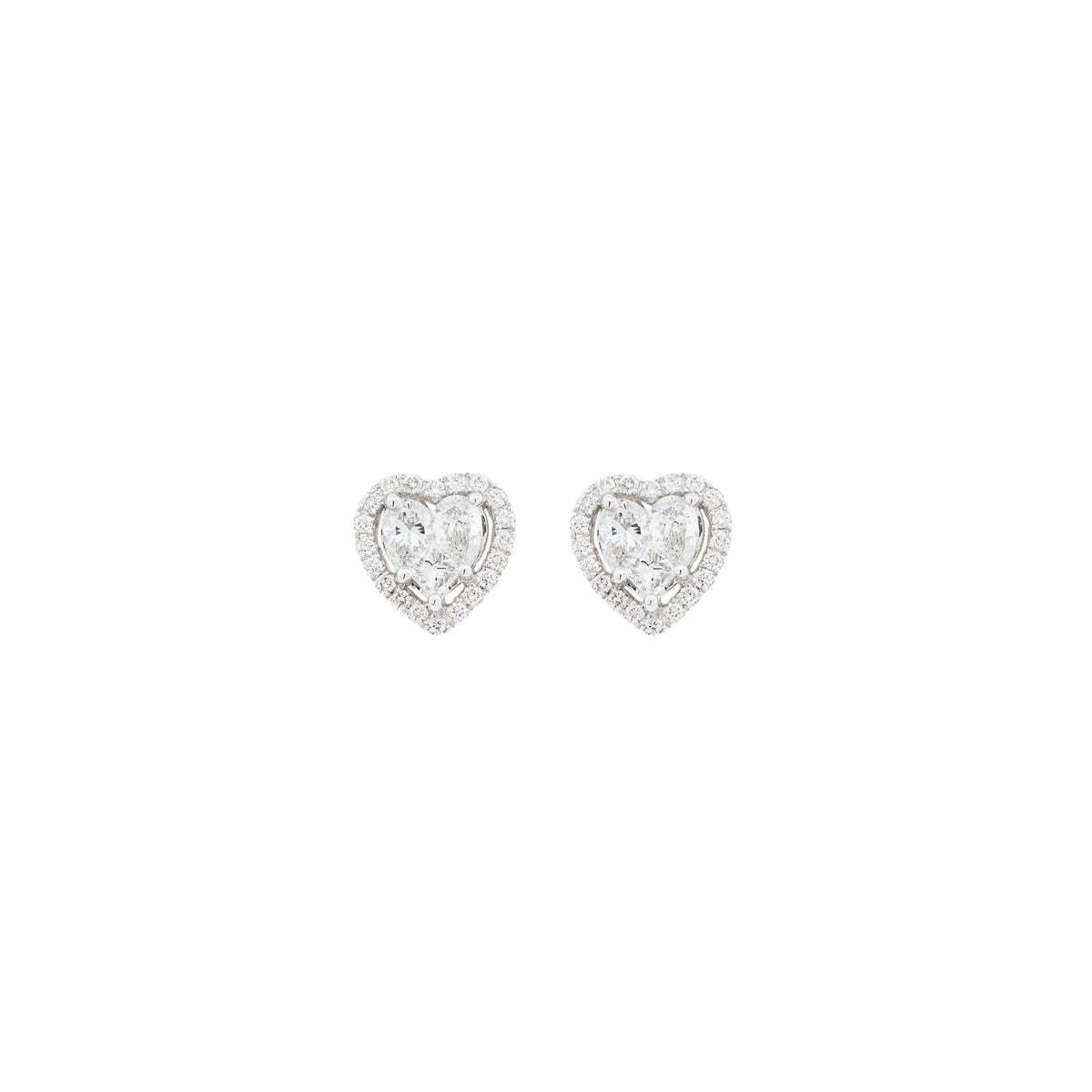Diamond Heart-Shaped Stud Earrings