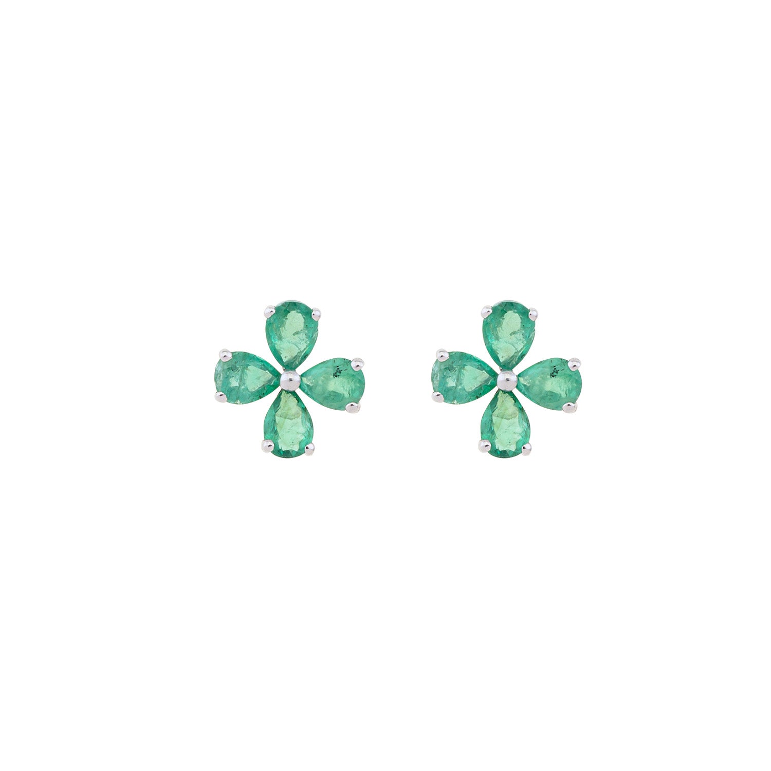 Emerald Flower Stud