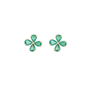 Emerald Flower Stud