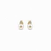 Mini Triangle Diamond Pearl Earrings