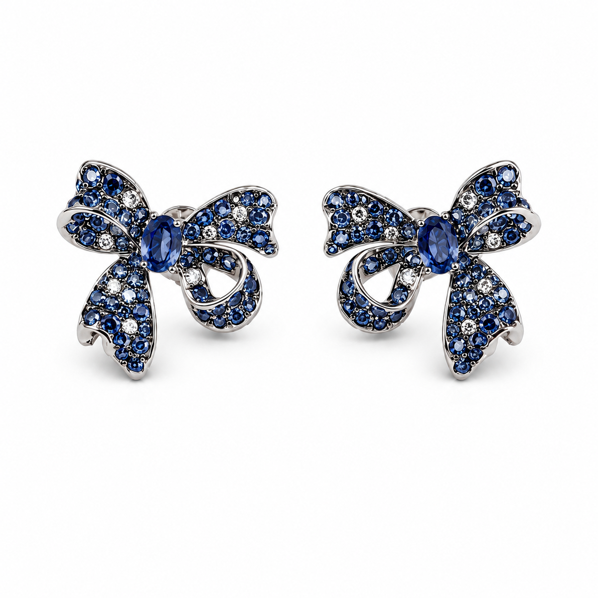 Blue Bow Earrings