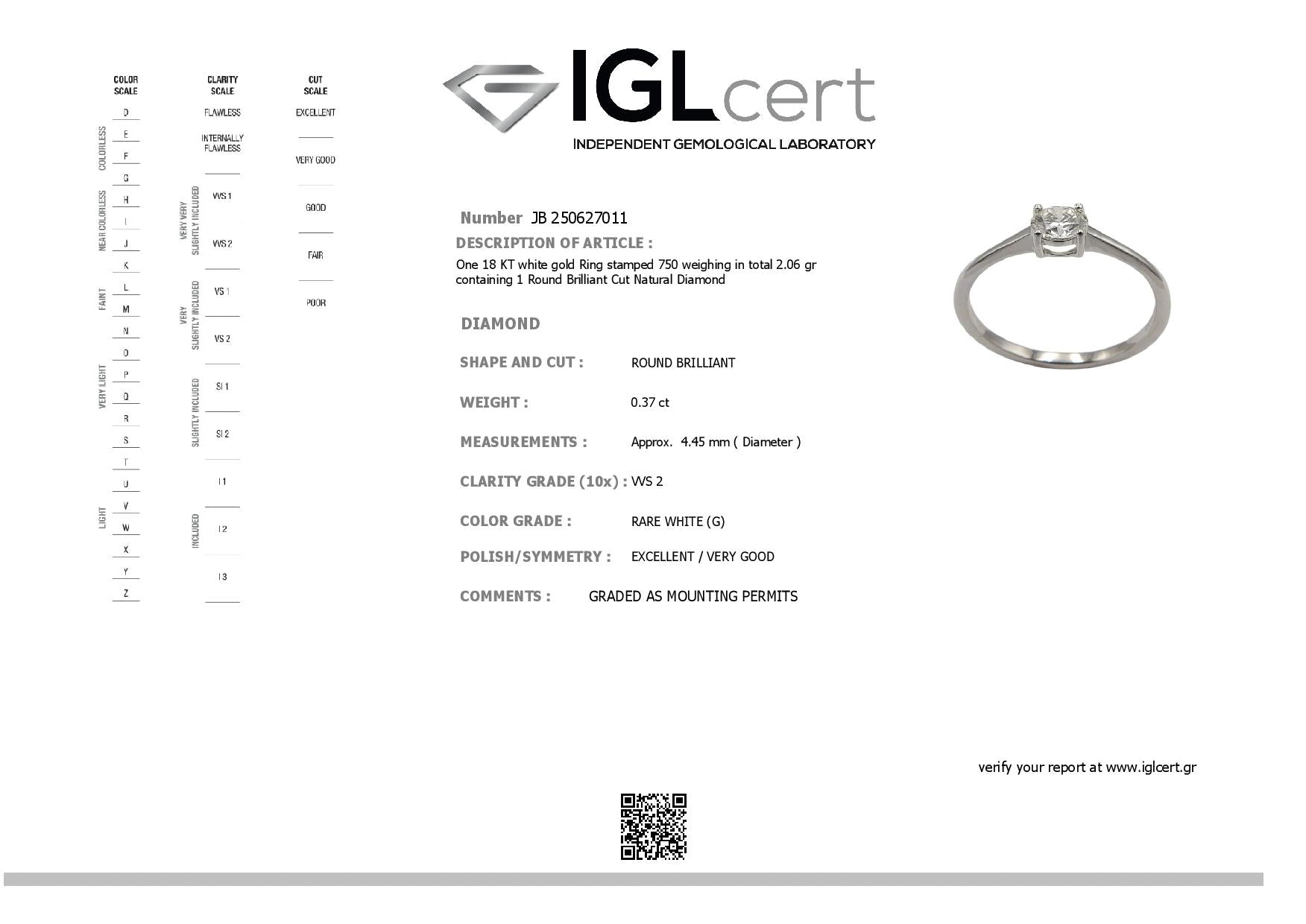 0.37CT, G, VVS2 Icon Engagement Ring