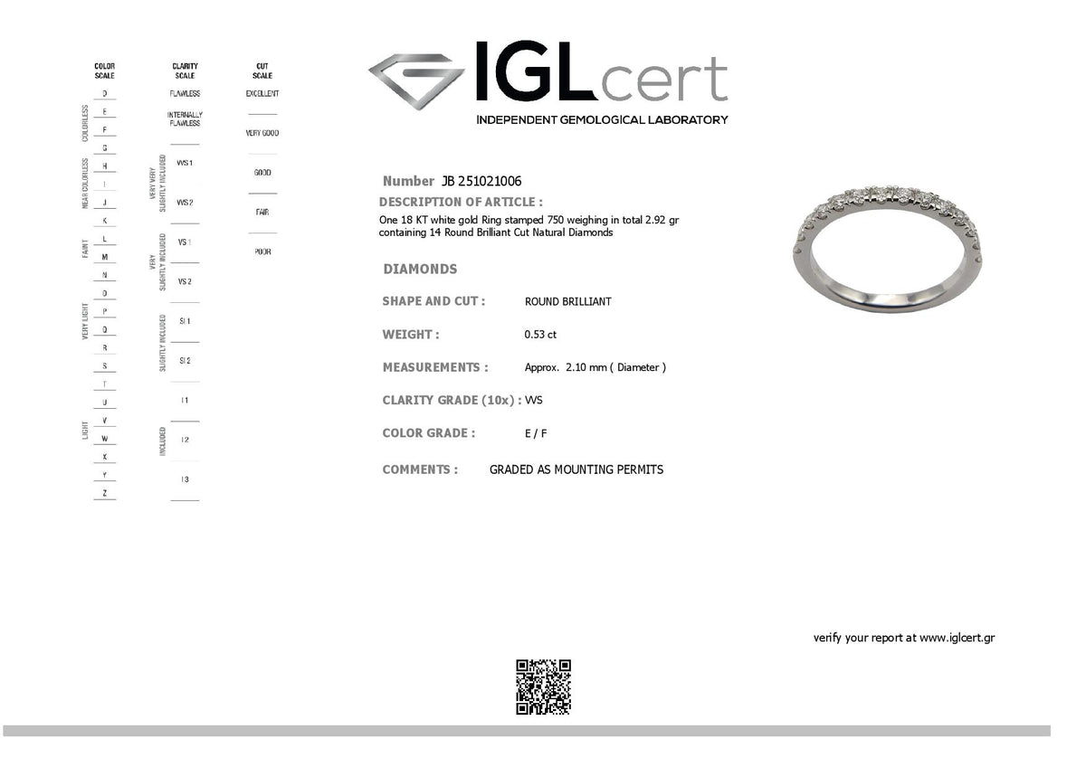 0.53ct, E/F, VVS, Diamond Eternity Ring