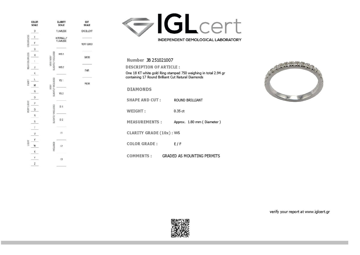 0.35ct, E/F, VVS, Diamond Eternity Ring