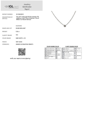 0.06CT, F, VVS, Diamond Necklace