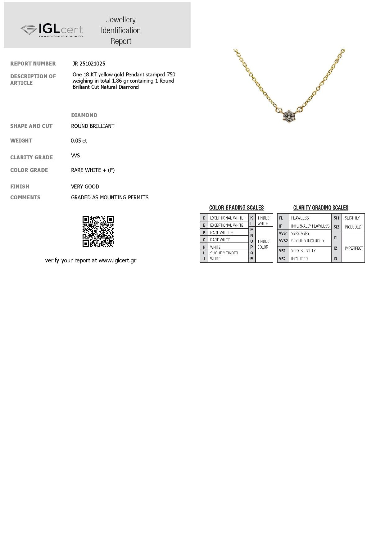 0.05CT, F, VVS DIAMOND NECKLACE