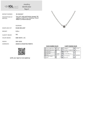 0.09CT, F, VVS2 DIAMOND NECKLACE