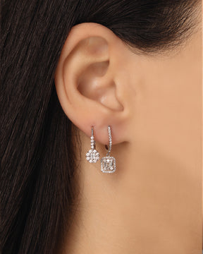 Square Diamond Drop Earring
