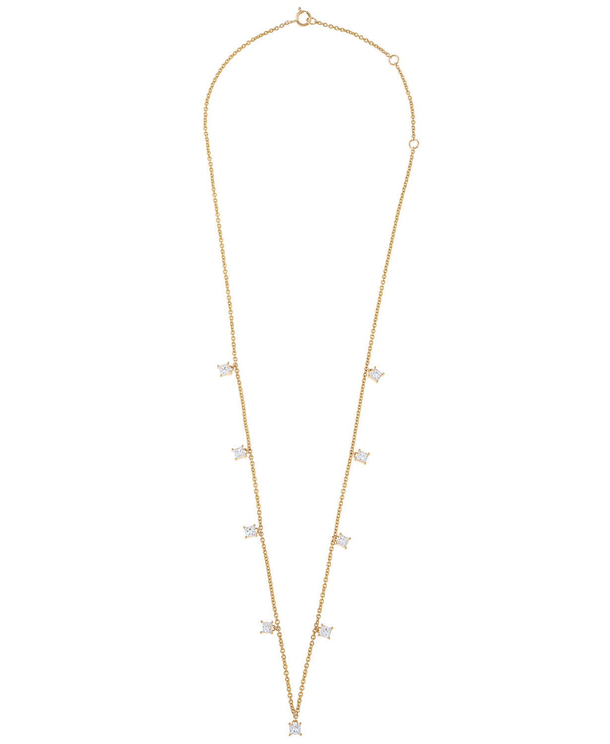 Princess Cut Diamond Drop Necklace