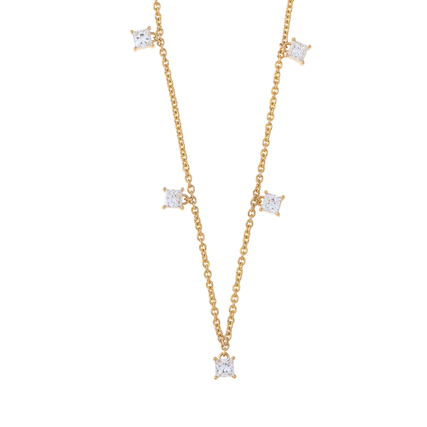 Princess Cut Diamond Drop Necklace