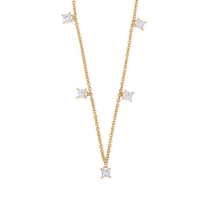 Princess Cut Diamond Drop Necklace