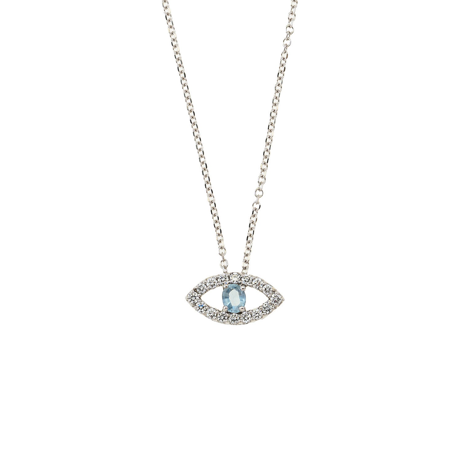 Evil Eye Necklace. Diamond Necklace. Blue Sapphires. Tear drop necklace. 18K Gold. Rose Gold, White Gold, Yellow Gold. Fine Jewelry. Gift. Κολιέ μάτι. Κολιέ για δώρο μάτι. Χρυσό κολιέ. Κολιέ με διαμάντια. Κολιέ με ζαφείρια. Μάτι φυλαχτό. Μάτι με διαμάντια. Στρογγυλό μάτι κολιέ. Aquamarine eye necklace.