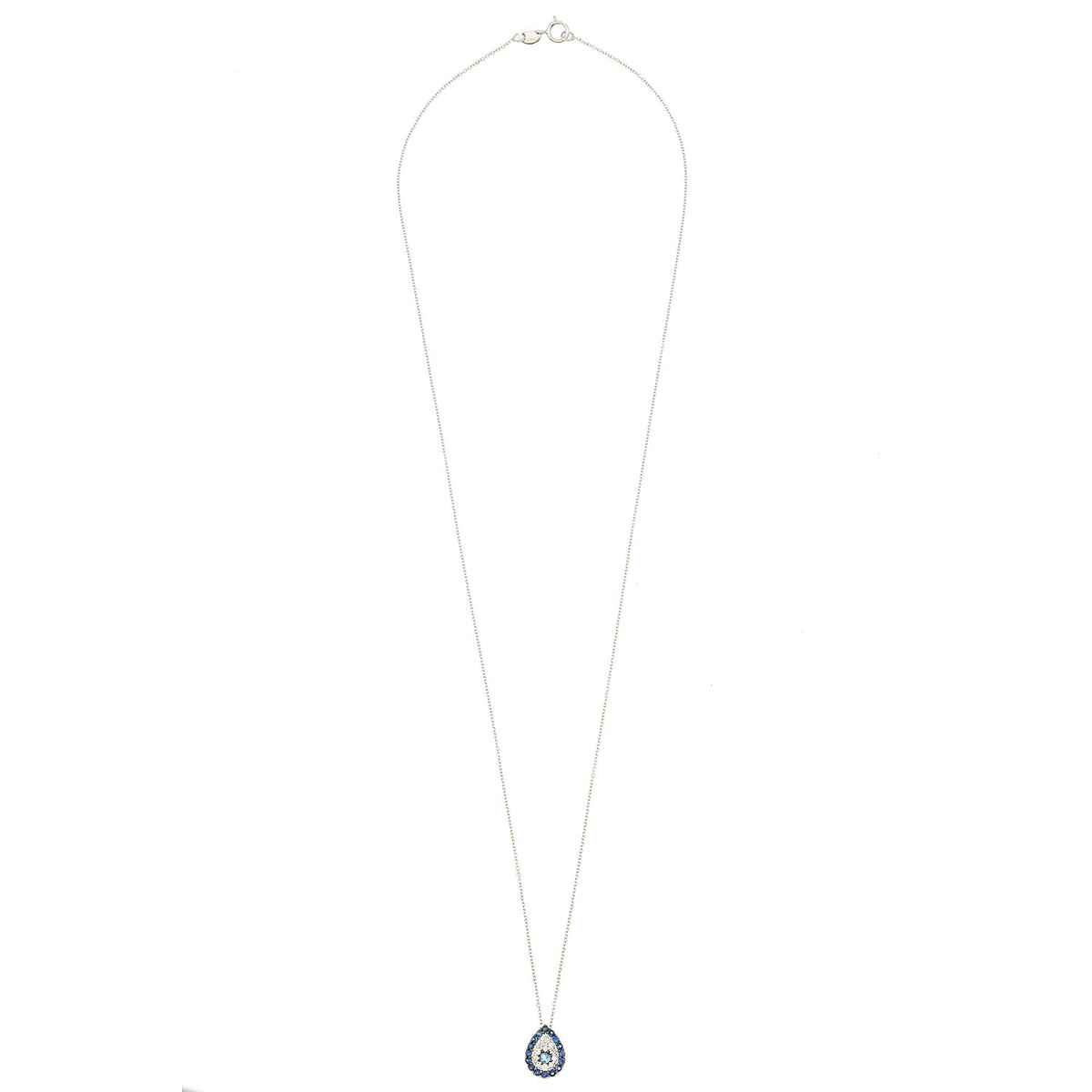 Evil Eye Necklace. Diamond Necklace. Blue Sapphires. Tear drop necklace. 18K Gold. Rose Gold, White Gold, Yellow Gold. Fine Jewelry. Gift. Κολιέ μάτι. Κολιέ για δώρο μάτι. Χρυσό κολιέ. Κολιέ με διαμάντια. Κολιέ με ζαφείρια. Μάτι φυλαχτό. Μάτι με διαμάντια. Στρογγυλό μάτι κολιέ. Drop Eye Necklace.