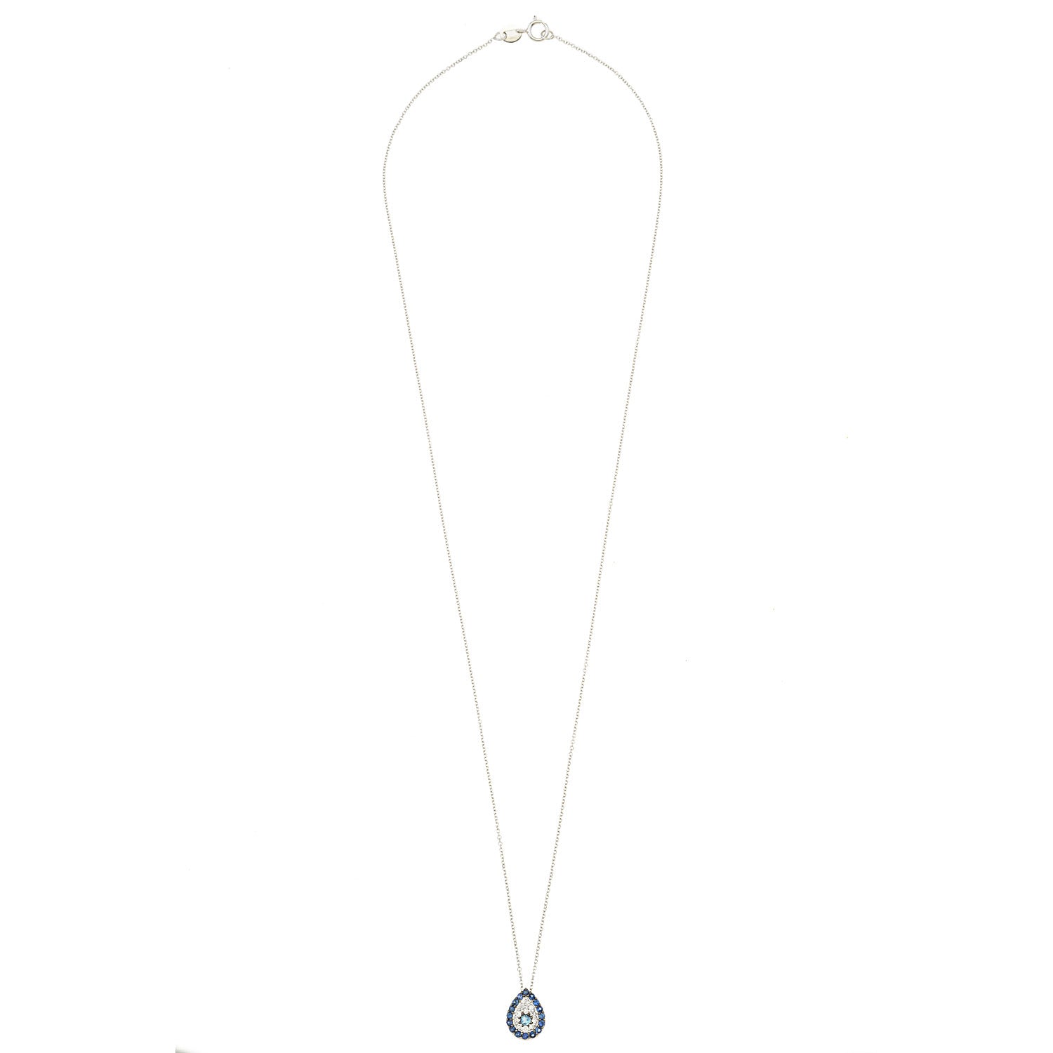 Evil Eye Necklace. Diamond Necklace. Blue Sapphires. Tear drop necklace. 18K Gold. Rose Gold, White Gold, Yellow Gold. Fine Jewelry. Gift. Κολιέ μάτι. Κολιέ για δώρο μάτι. Χρυσό κολιέ. Κολιέ με διαμάντια. Κολιέ με ζαφείρια. Μάτι φυλαχτό. Μάτι με διαμάντια. Στρογγυλό μάτι κολιέ. Drop Eye Necklace.